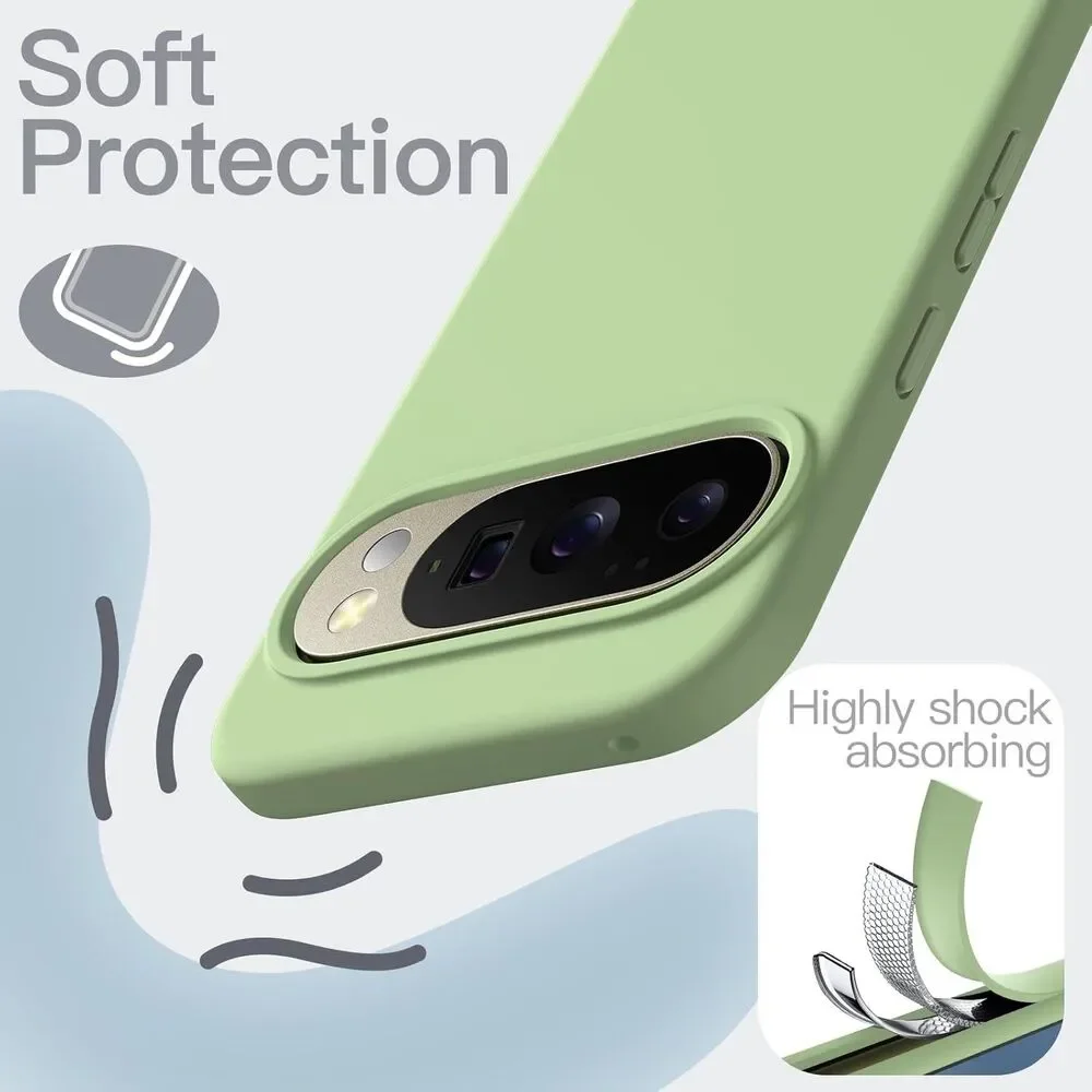 Gone Google Pixel 10 10 Pro Case 6.3 Liquid Silicone Shockproof Cover Jade